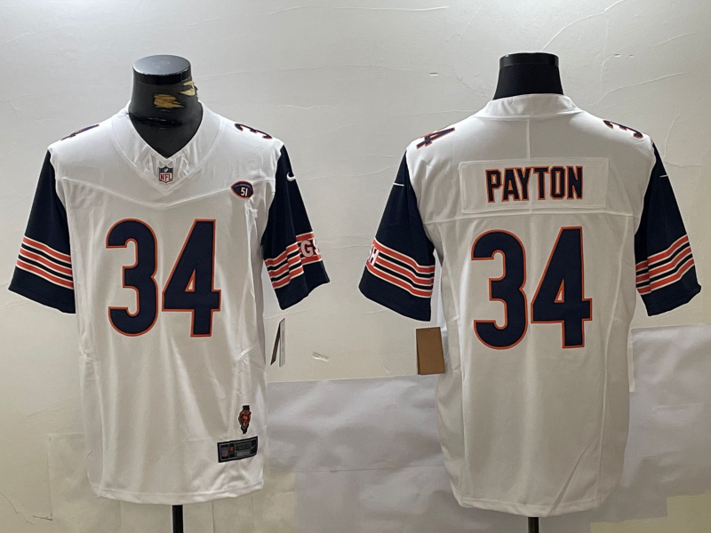 Men's Chicago Bears Walter Payton #34 White Alternate Jersey